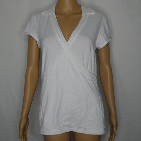 Athleta Wrap Crossover V Neck Collar Shirt Top Med - Picture 1 of 11
